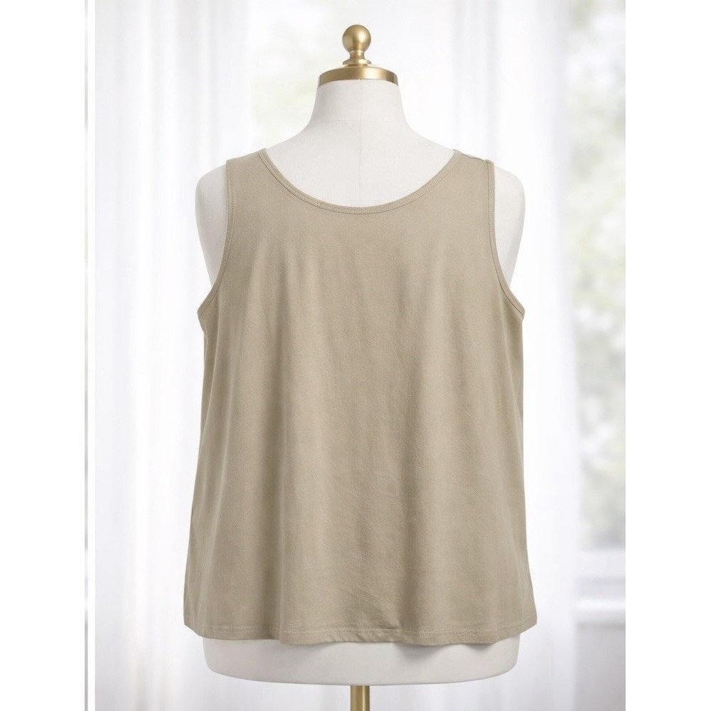 Chicos Cami Tank Top Size 4 XXL 2X Sycamore Microfiber Knit Scoop Neck Tan Beige